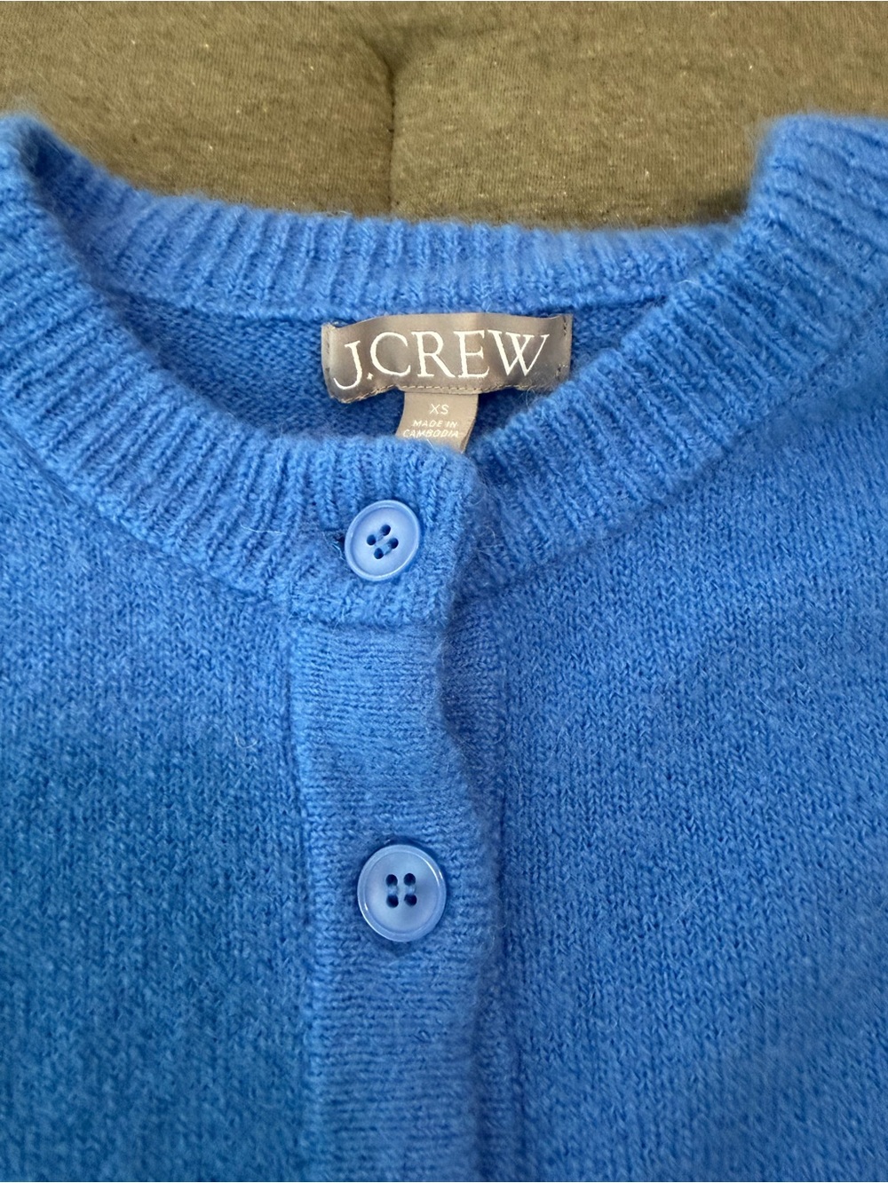 J. Crew Bright Blue Button-Front Wool Cardigan - Picture 4 of 4